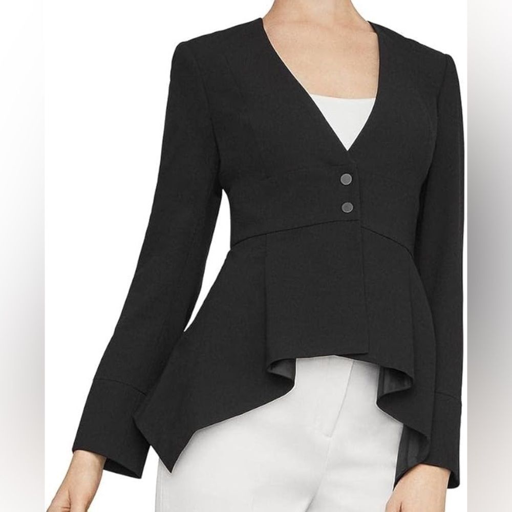 NWT BCBGMAXAZRIA Black Pleated Peplum Blazer Jacket
